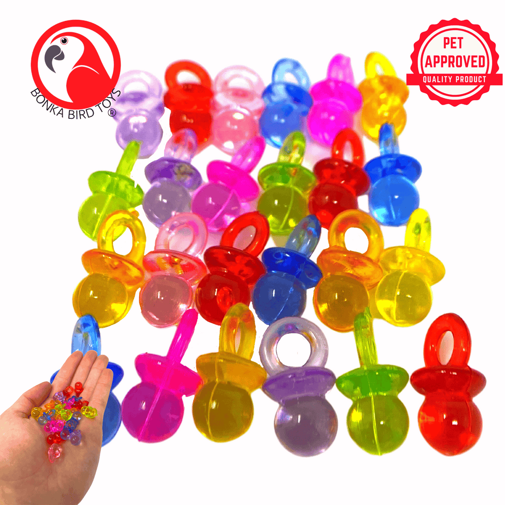2949 Pk24 Tiny Colorful Plastic Pacifiers - Bonka Bird Toys