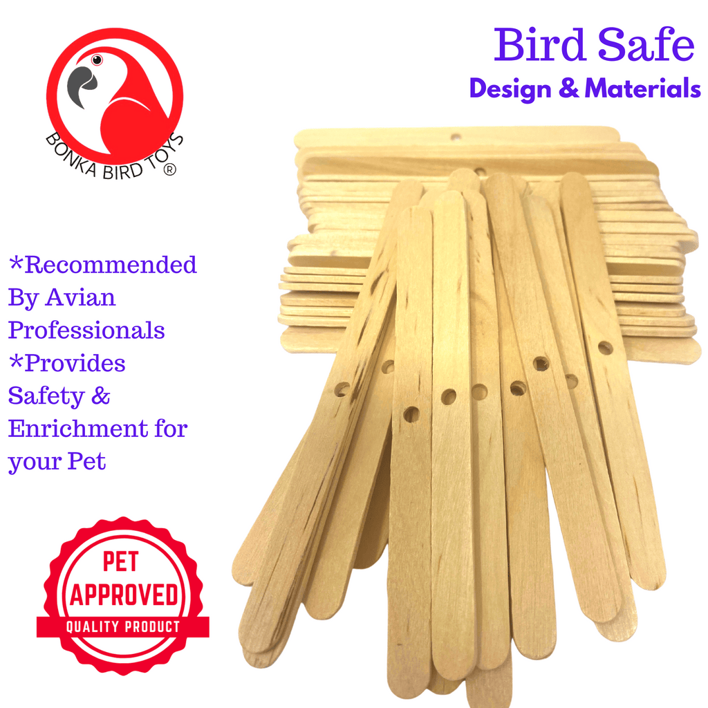 Pk100 Small Natural Wooden Chewy Sticks - Bonka Bird Toys